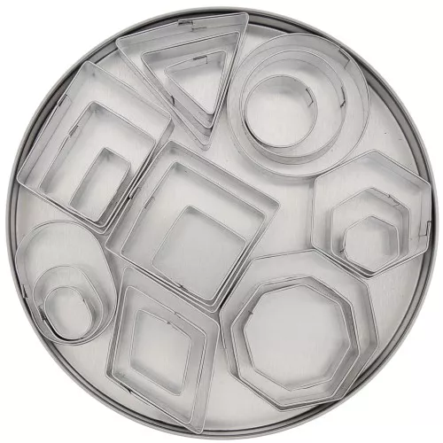 Juego de 24 cortapastas de acero inoxidable para modelar - Geométricos