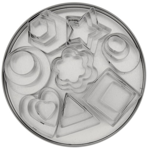 Set de 24 cortapastas de acero inoxidable para modelar - Geometric 2