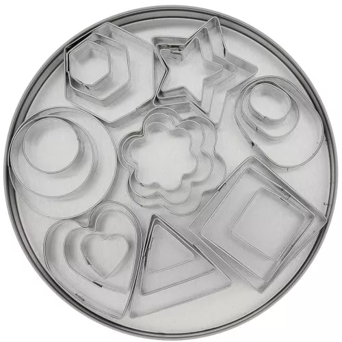 Set de 24 cortapastas de acero inoxidable para modelar - Geometric 2