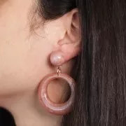 Cabujón redondo de resina opaca 15 mm con anillo cerrado - Mármol Gris x1