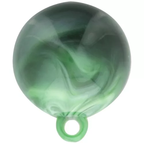 Cabujón redondo de resina opaca 15 mm con anillo cerrado - Mármol verde oscuro x1