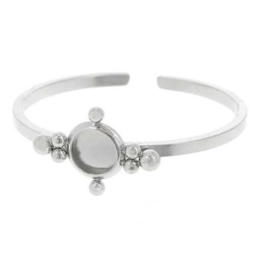 Anillo fino ajustable T59 a T64 con espárrago de 4 mm y bolas pequeñas - acero inoxidable 304