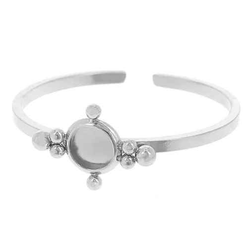 Anillo fino ajustable T59 a T64 con espárrago de 4 mm y bolas pequeñas - acero inoxidable 304