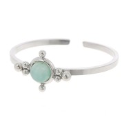 Anillo fino ajustable T59 a T64 con espárrago de 4 mm y bolas pequeñas - acero inoxidable 304