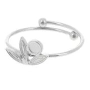 Anillo fino ajustable T.53 a T.58 con motivo de flor y cabujón 3 mm - Acero inoxidable 316L x1