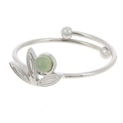 Anillo fino ajustable T.53 a T.58 con motivo de flor y cabujón 3 mm - Acero inoxidable 316L x1