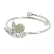 Anillo fino ajustable T.53 a T.58 con motivo de flor y cabujón 3 mm - Acero inoxidable 316L x1