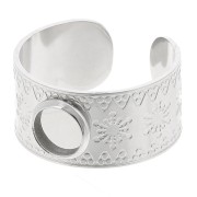 Anillo ancho ajustable T.51 a T.58 - cabujón de 6 mm - acero inoxidable 316L|raw }}