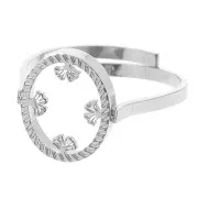 Anillo ovaladoado ajustable - motivo ginkgo - cabujón plano 10x8 mm - acero inoxidable 316L