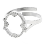 Anillo ovaladoado ajustable - motivo medio sol - cabujón plano 10x8 mm - acero inoxidable 316L|raw }}