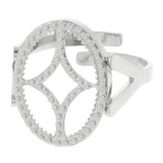 Anillo ovaladoado ajustable - motivo de diseño - cabujón plano 14x10 mm - acero inoxidable 316L|raw }}