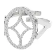 Anillo ovaladoado ajustable - motivo de diseño - cabujón plano 14x10 mm - acero inoxidable 316L