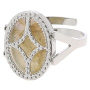 Anillo ovaladoado ajustable - motivo de diseño - cabujón plano 14x10 mm - acero inoxidable 316L