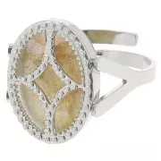 Anillo ovaladoado ajustable - motivo de diseño - cabujón plano 14x10 mm - acero inoxidable 316L