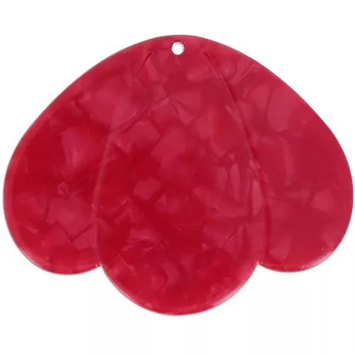 Colgante 3 pétalos 36x45 mm en acetato - Rojo perla x1