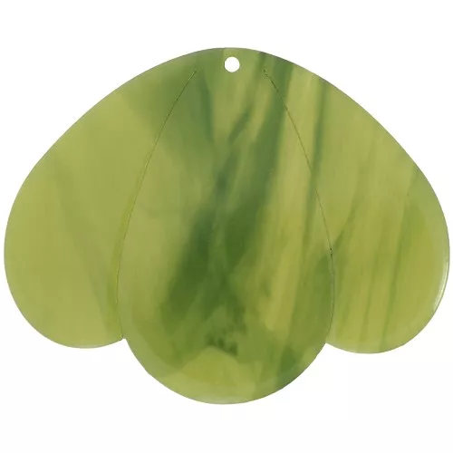 Colgante 3 pétalos 36x45 mm en acetato transparente - Oliva jaspeado x1