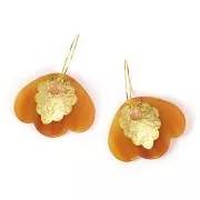 Colgante 3 pétalos 36x45 mm en acetato transparente - Mármol Naranja x1