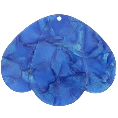 Colgante 3 pétalos 36x45 mm acetato transparente - Perla Azul Real x1