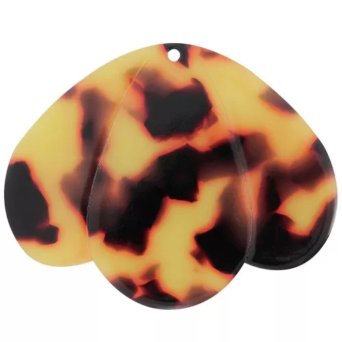 Colgante de acetato 3 pétalos 36x45 mm - Carey - Marrón - Negro x1