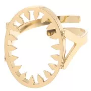 Anillo ovaladoado ajustable - motivo dentado - cabujón plano 18x13 mm Acero inoxidable 316L, dorado