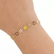 Cadena flor 6 mm Resina epoxi - Amarillo - Marrón - Dorado x50cm