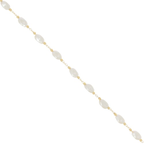 Cadena de abalorios 5 mm - Perlas de agua dulce de imitación irregulares - Dorado x50cm