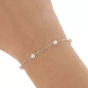 Cadena de cuentas 4 mm - imitación perlas de agua dulce - Plateado x50cm