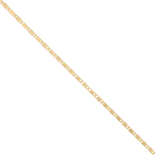 Cadena de fantasía azul marino con flores estriadas - 2,5 mm - Dorado x50cm