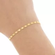 Cadena de fantasía azul marino con flores estriadas - 2,5 mm - Dorado x50cm