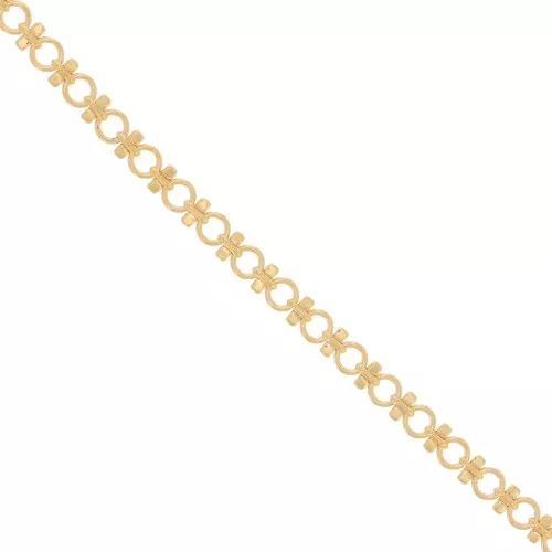 Cadena de malla fantasía con anillas redondas - 6,5 mm- Dorado x20cm