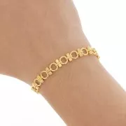 Cadena de malla fantasía con anillas redondas - 6,5 mm- Dorado x20cm