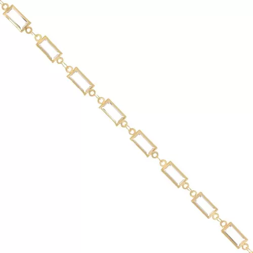 Cadena rectángulo facetado acrílico 6 mm - Dorado -Cristal x 50cm