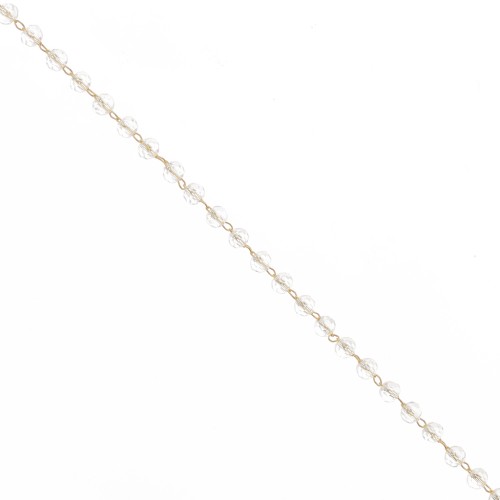Cadena de cuentas de vidrio facetado - 4 mm - Dorado - Cristal x 50cm