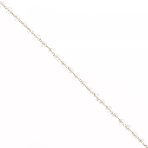 Cadena de cuentas de vidrio facetado - 4 mm - Dorado - Cristal x 50cm