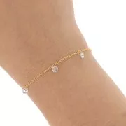 Cadena de 1,3 mm con colgantes de óxido de circonio de 4 mm - Dorado x 50cm