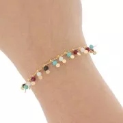 Cadena rombo de 1,8 mm con cuentas facetadas de 3,5 mm - Dorado x 50cm