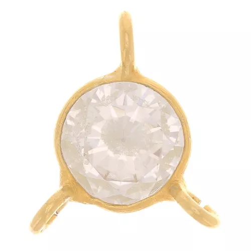 Intrepieza redondo de óxido de circonio de 3 anillos 6 mm Dorado fino - Cristal x1