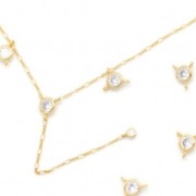 Intrepieza redondo de óxido de circonio de 3 anillos 6 mm Dorado fino - Cristal x1