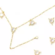 Intrepieza redondo de óxido de circonio de 3 anillos 6 mm Dorado fino - Cristal x1