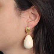 Pendientes ovalados con motivo étnico - 18x12mm - Dorado con oro fino x2