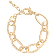 Pulsera grande plana oval forçat cota de malla 15 mm - Dorado con oro fino x 20cm|raw }}