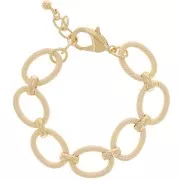 Pulsera de malla forçat ovalada de 16 mm con efecto diamante - Dorada con oro fino x 19cm