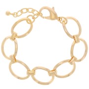 Pulsera de malla forçat ovalada de 16 mm - Dorada con oro fino x 19cm