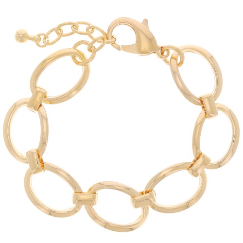 Pulsera de malla forçat ovalada de 16 mm - Dorada con oro fino x 19cm