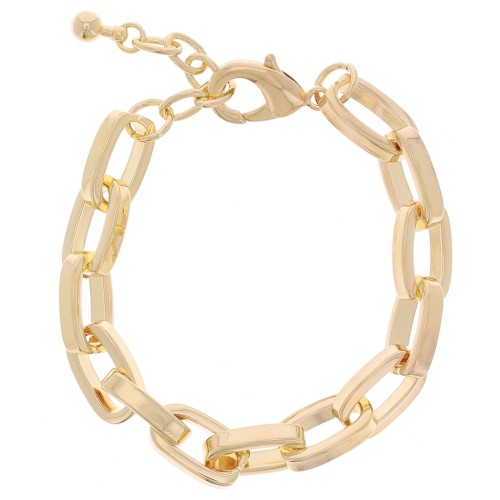 Pulsera gran malla rectangular 9,5 mm - Dorado con oro fino x 18cm