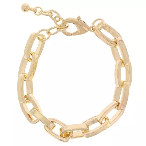 Pulsera gran malla rectangular 9,5 mm - Dorado con oro fino x 18cm