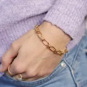 Pulsera Malla Grande 7.5 mm Fancy - Dorado x 19cm