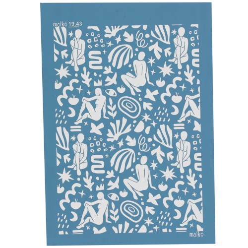 Silk Screen Moiko para arcilla polimérica 74x105 mm - Siluetas patrón 19.43 x1