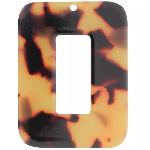 Colgante Rectángulo Hueco de Acetato 40x30 mm - Carey - Marrón - Negro