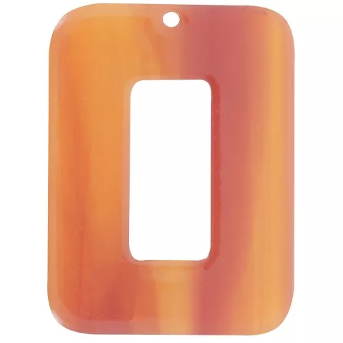 Colgante rectángulo hueco de acetato transparente 40x30 mm - Fauve jaspeado x1